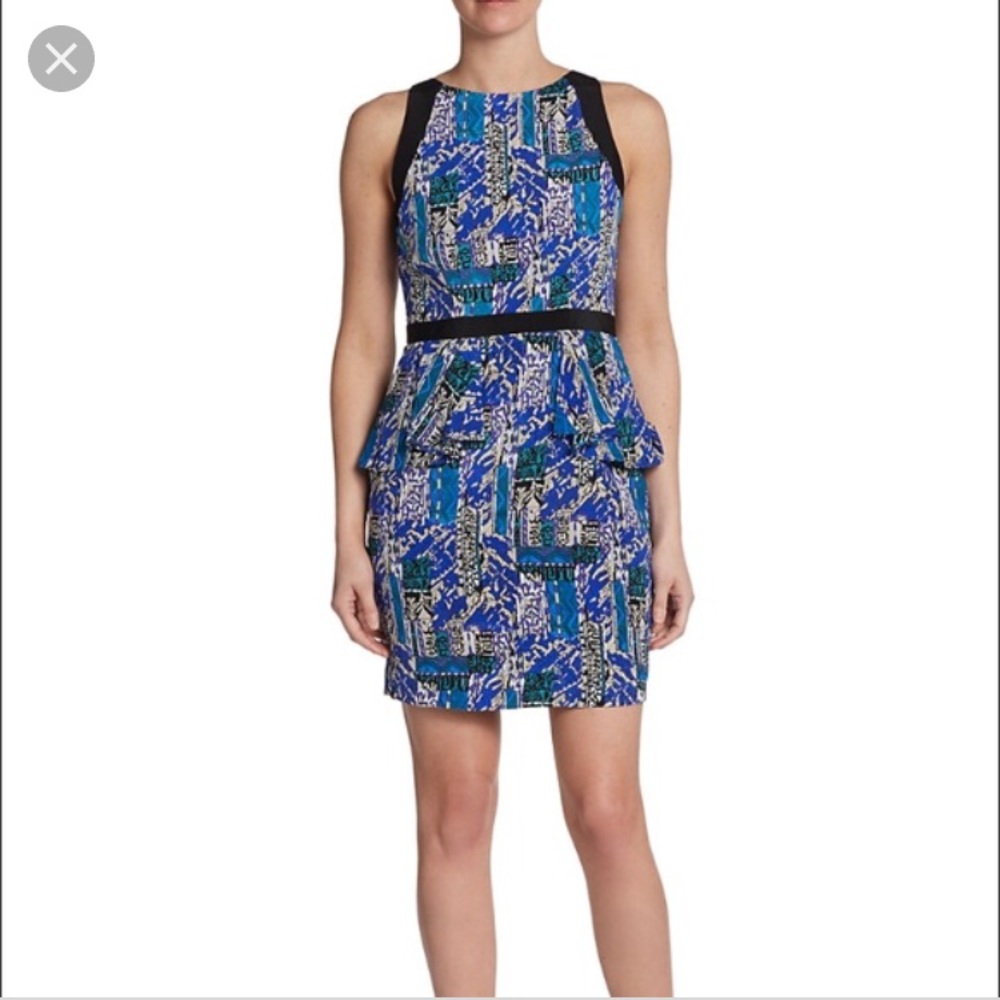 Yumi Kim Red Multi-printed Peplum Silk Dress
